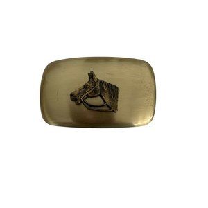 Chambers Belt Company Horse Head Cowboy Gold Tone Belt Buckle 3" x 2"